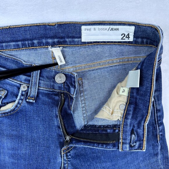 Rag & Bone Skinny Jeans Women’s 24 Blue Distressed La Paz Raw Hem Stretch Denim - Picture 7 of 11